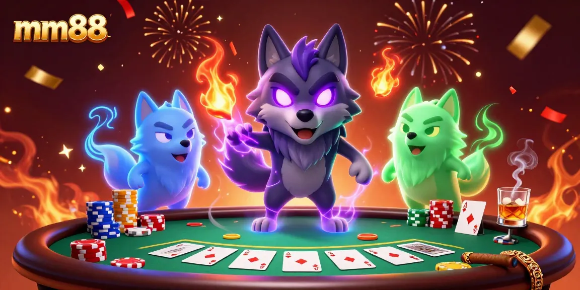 Engage with mm88 as lively ghost wolves dominate a vibrant casino scene.
