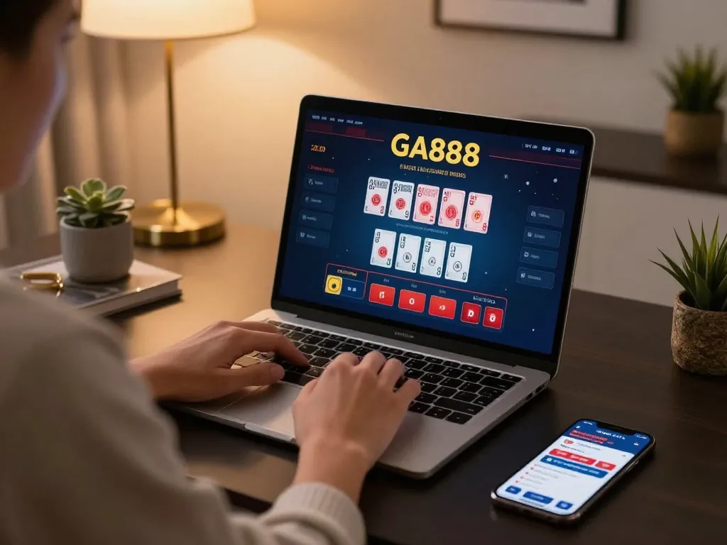 Player engaged in online blackjack on GA888, showcasing interactive gameplay and a cozy atmosphere