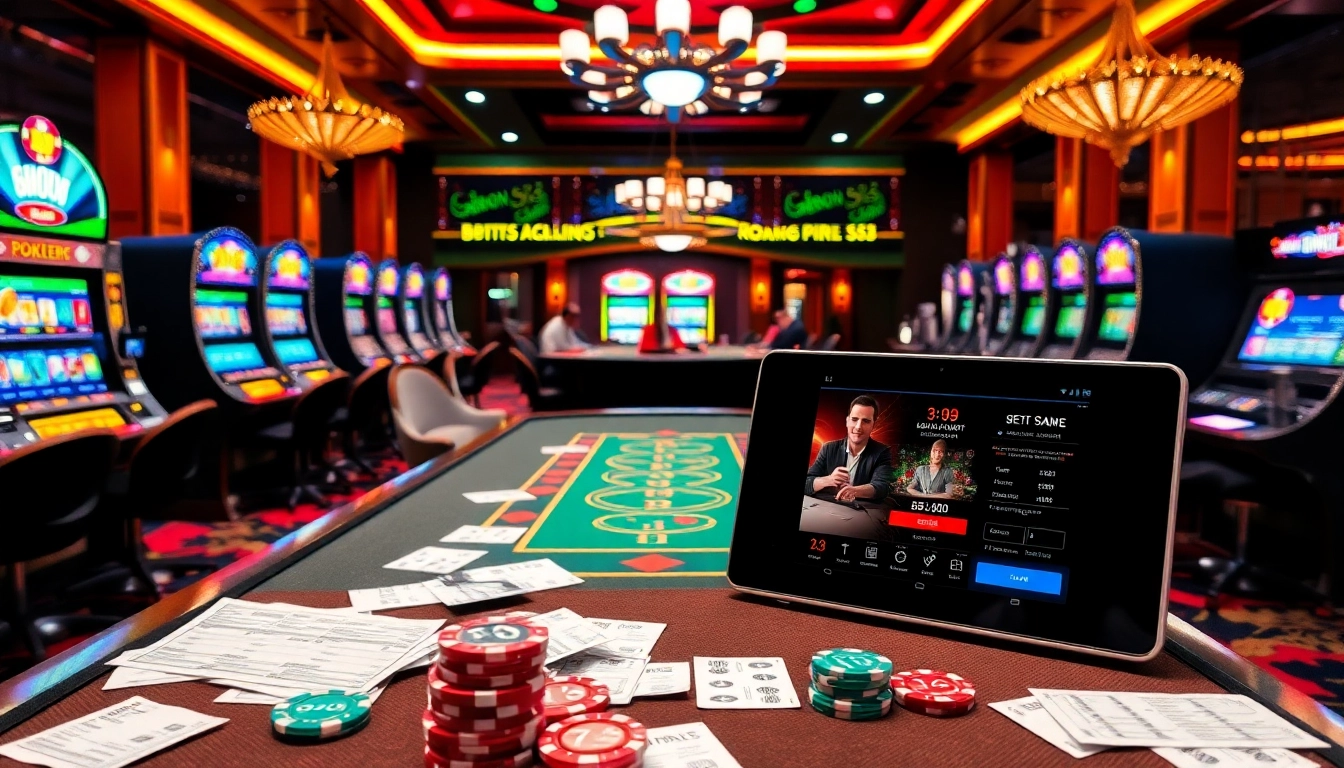 Exciting poker gameplay at http://aalo789.in.net/ showcasing vibrant chips and a luxurious casino setting.