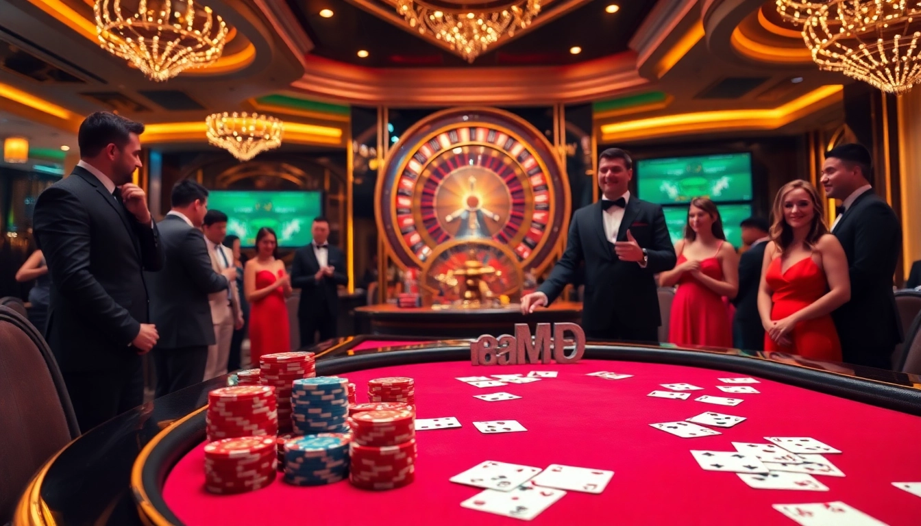Engaging gaming scene at https://da88.navy/ featuring vibrant poker chips and a roulette wheel.