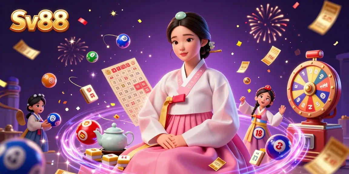 Win exciting games at Sv88 with a vibrant casino scene featuring colorful lottery elements.