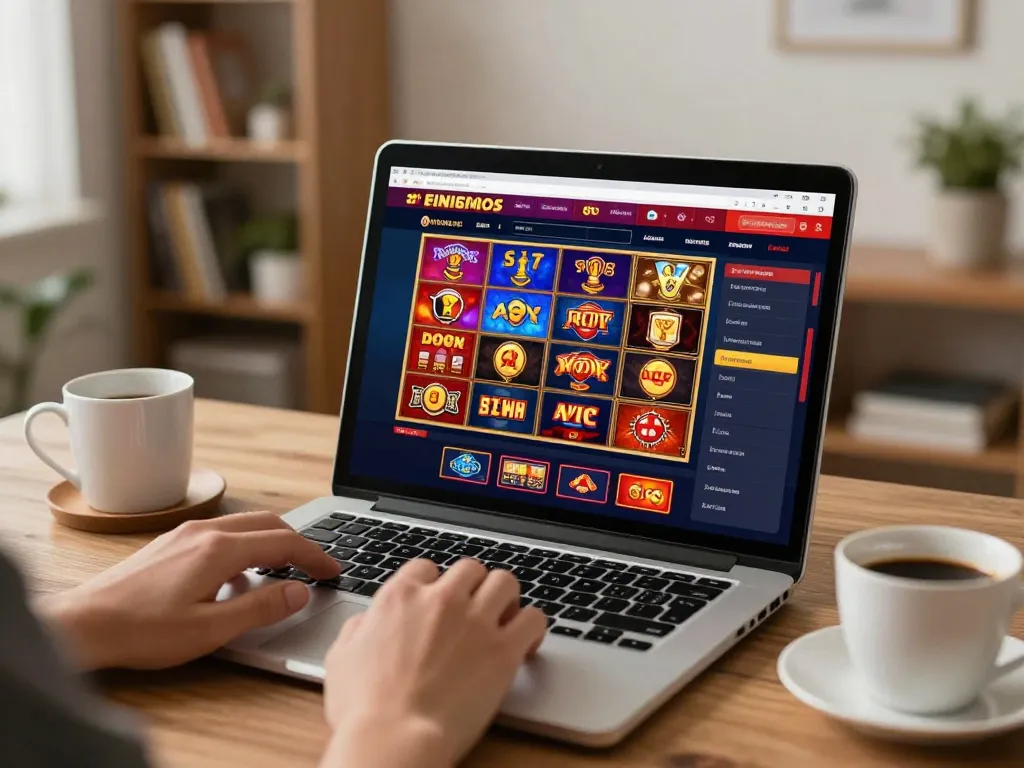 Engage in exciting gameplay at 88คลับ online casino with colorful slot games displayed on a laptop