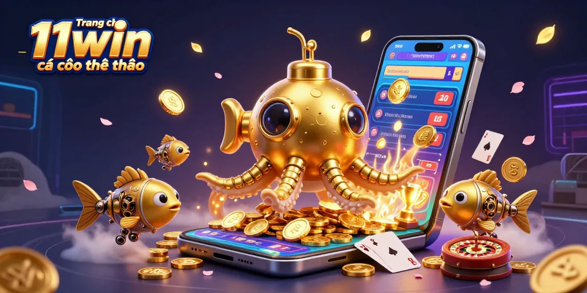 Engage in sports betting at Trang chủ 11win cá cược thể thao with a vibrant 3D sports-themed illustration.