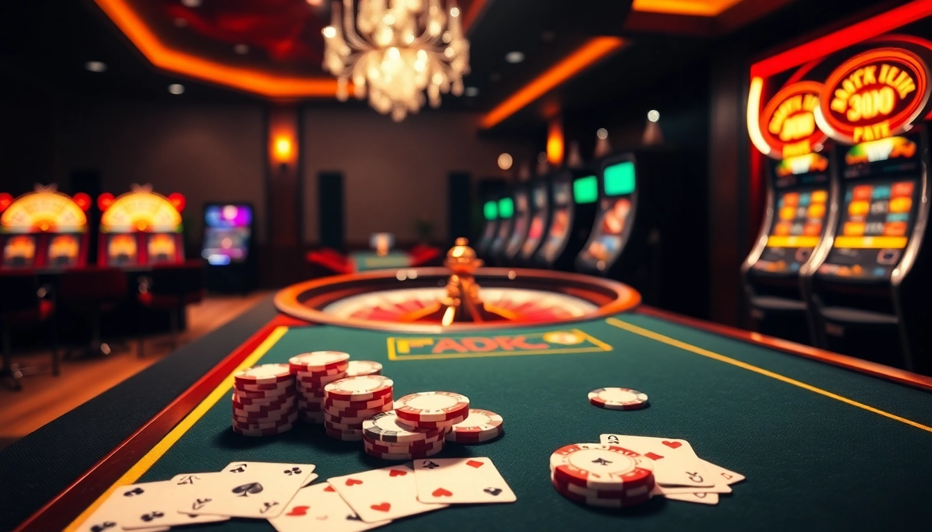 Exciting gambling scene at https://az888.futbol with poker chips and a roulette wheel.