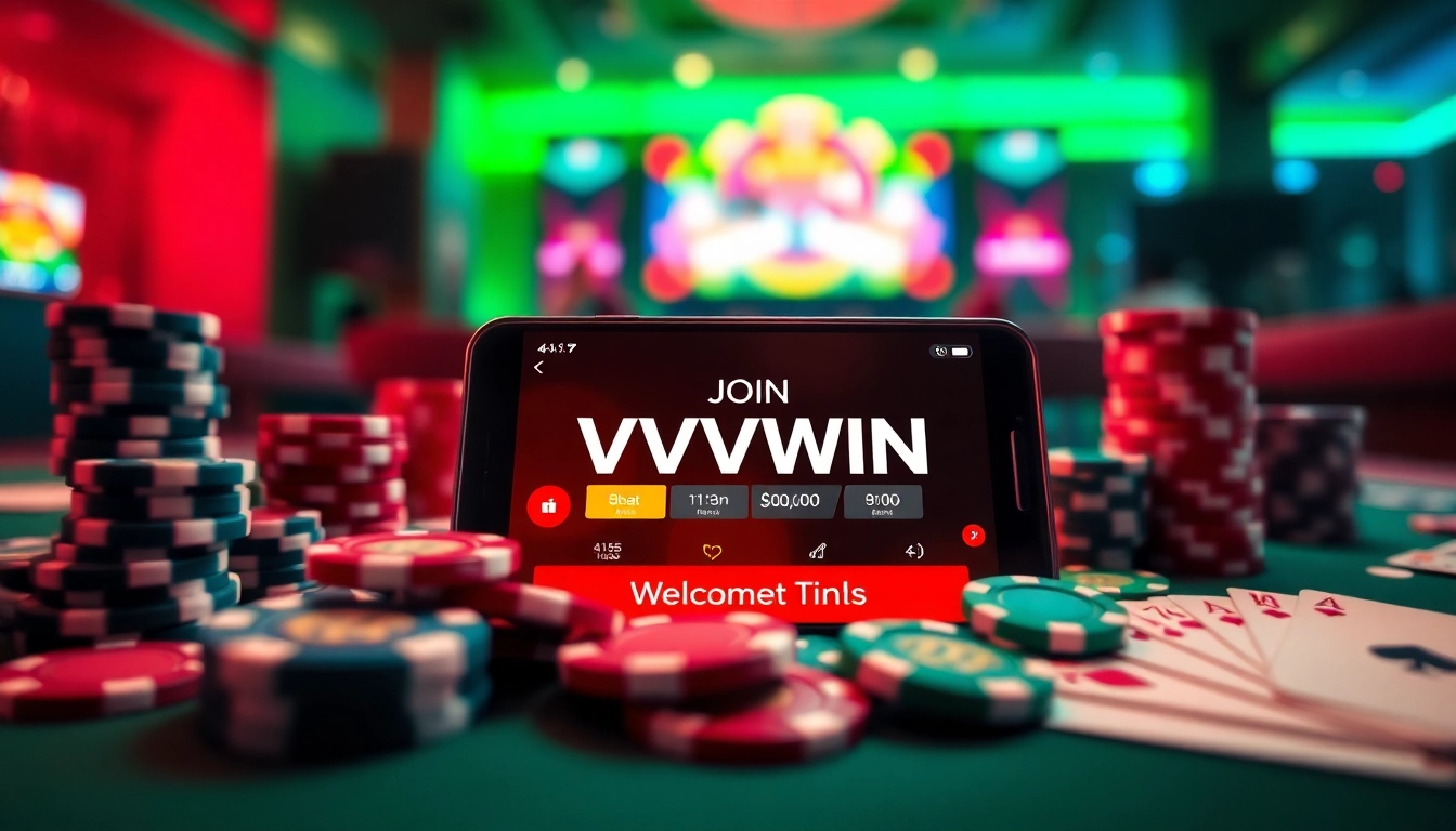 Explore the dynamic world of online betting with the VVVWIN app, featuring vibrant casino elements.